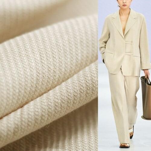 White Waxberry Khaki Twill Yarn Dyed Linen Flax Fabrics Garment Material Autumn Women Suit Coat Sewing DIY Cloth Freeshipping
