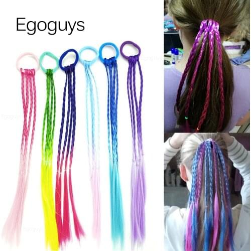Kids Cute Rubber Bands Weave Wigs Ponytail Elastic Headbands Girls Braided Hair Ties Scrunchie Hair Ring Rope Women Hair Styling