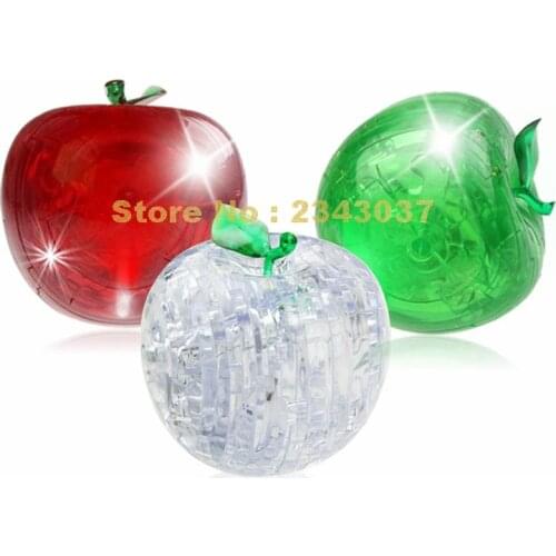 41pcs Kids 3d Crystal Puzzle - Red Green Fruit Apple Learning & Education For Children Toy