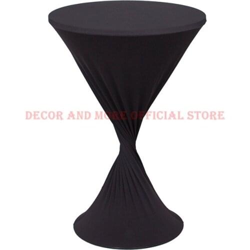 10PCS Wholesale Cocktail Spandex Fitted Stretchable Elastic Tablecloth Decor Hotel Wedding Party Round Table Cover Black/White