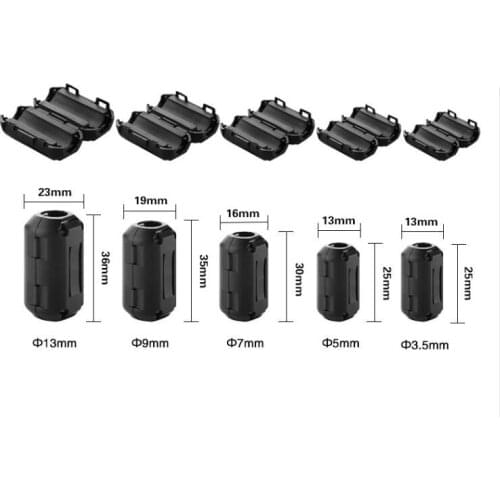 Ferrite Core Cord Ring Choke Bead RFI EMI Noise Suppressor Filter for PowerUSB Antenna HDMI-compatible AudioCable 3.5/5/7/9/13mm