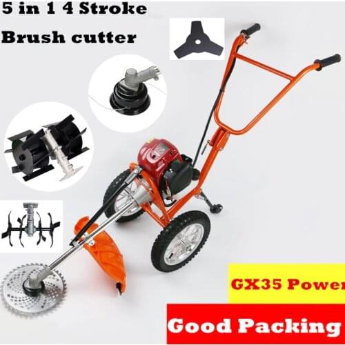 4 stroke GX35 MOWER 5 in 1 Brush Cutter Grass Trimmer Tiller head, Grass tiller head garden tiller