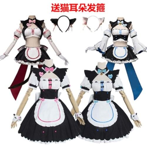 Halloween Cosplay Chocola Vanilla 3XL Plus Size Maid Dress Costume Anime Cat Neko Girl Costumes Women Outfits