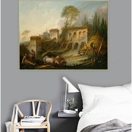 Holover Francois Boucher"Mill At Charenton"Canvas Oil Painting Western Art Decor Wall Aesthetic Home Room Interior Decoration