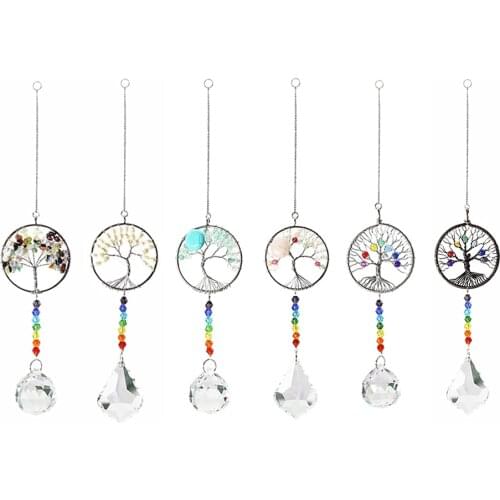 Crystal Prism Ball Ornaments Chakra Beads Rainbow Eye-Catching Chandelier Wedding Ddecoration Home Wind Chimes Crafts