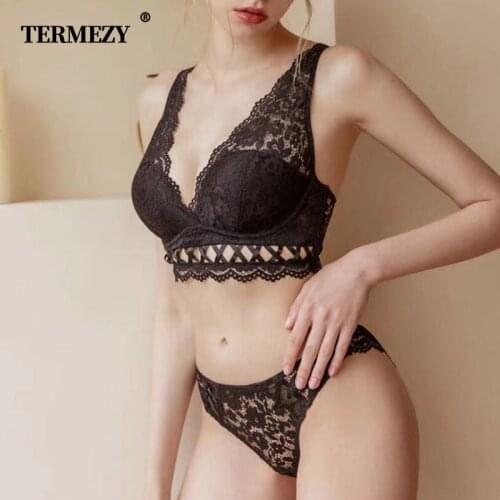 TERMEZY Sexy Lace Bra Set Lingerie Push Up Brassiere Lace Underwear Sexy Breathable Panties For Women underwear Free Shipping