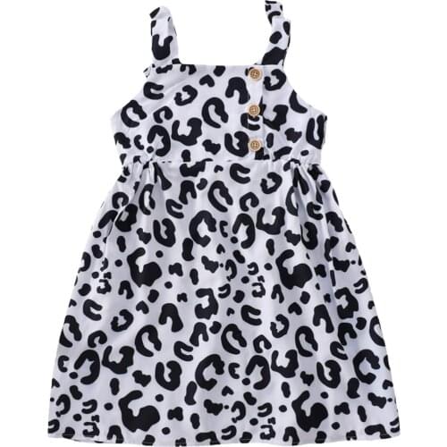 Summer lovely Toddler Baby Girls Dress Print Sleeveless Button Backless Sling Dresses for Birthday Party Vacation Photography