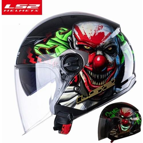 LS2 OF569 Retro Open Face Motorcycel Helmet Vintage casco moto ls2 Scooter Man Woman Capacete cascos para moto Double Lens