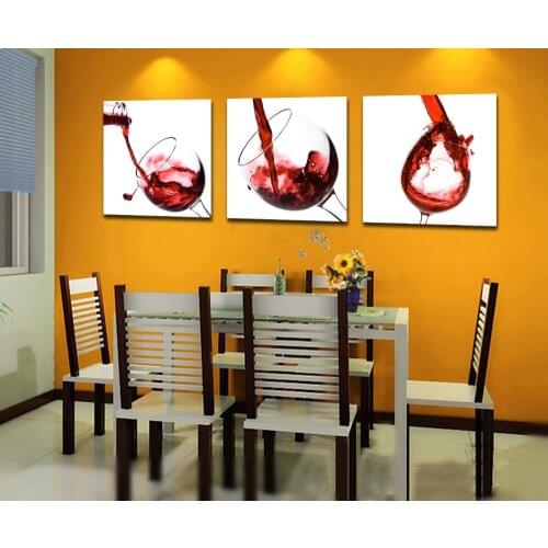 Best Art 3 Panel Modern Printed Red wine glass Picture On Canvas Kicthen Decor Cuadros Landscape For Living Room jsyj-057