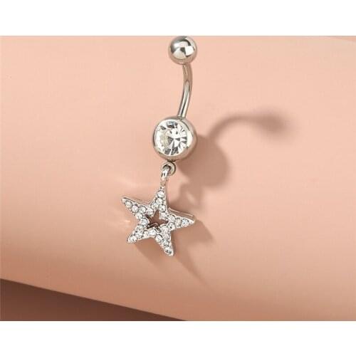 Fashion Creative Jewelry Pentagram Inlaid Zircon Trend Piercing Belly Button Nail Personality Charm Woman Valentines Day Gift