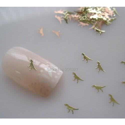 MS273-2 100pcs Gold Cute Dinosaur Metal Sticker Nail Art Metal Sticker Nail Art Decoration Non-adhesive Sticker