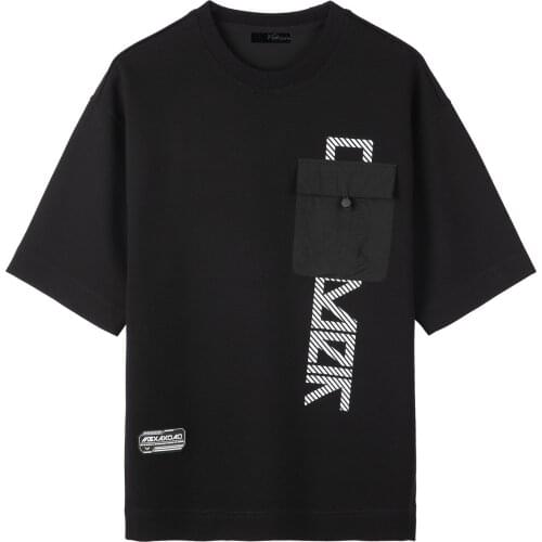 Votsein Mens Modern Printing with Casual Pocket T-shirts Short Sleeve Crew Neck Leisure Pullovers