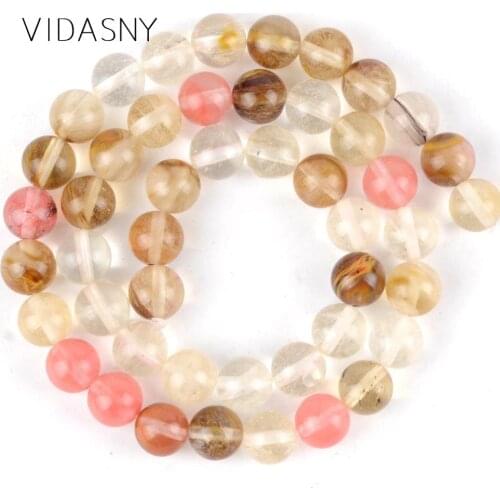 Natural Crystal Watermelon Quartzs Round Loose Beads For Needlework Jewelry Making Diy Bracelet 4mm-12mm Spacer Beads 15