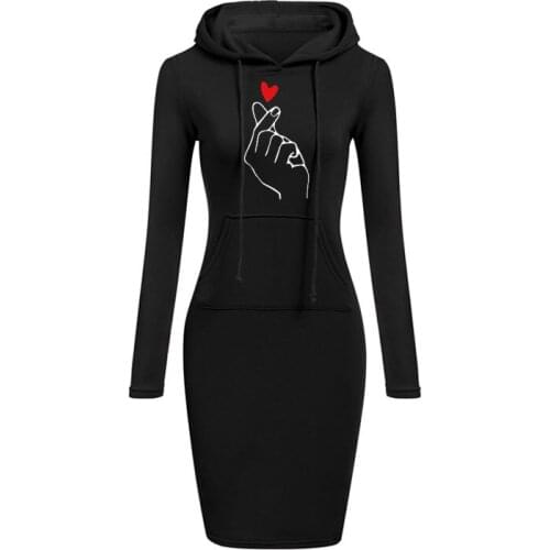 2020 New finger heart Woman Print Dress Deep O Neck Sexy Dress Women Bodycon Dresses