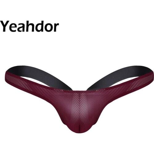 2021 New Mens Briefs Thong Mesh See Through Stretchy Open Butt Jockstrap Bikini G-string Thong Breathable Underwear Panties