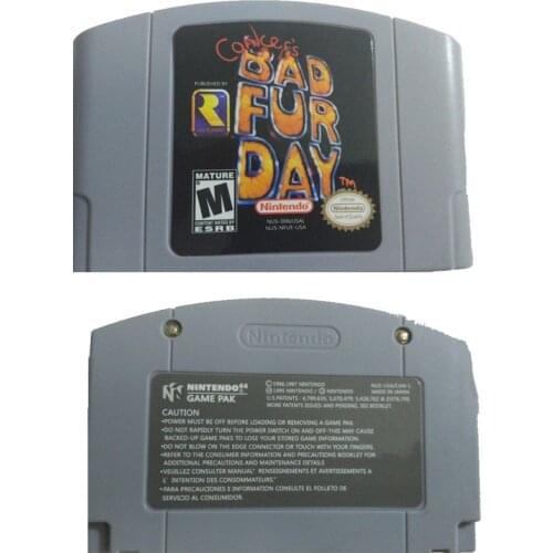 New N64 Conkers BOD FUR DAY USA PAL Version Cartridge for 64Bit Video Game Console