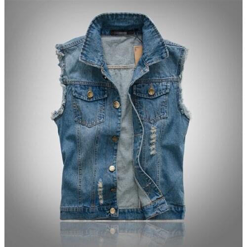 New Spring Autumn Vintage Classic Design Casual Denim Vest Men Blue 3 Colors Plus Asian size M-4XL 5XL 6XL
