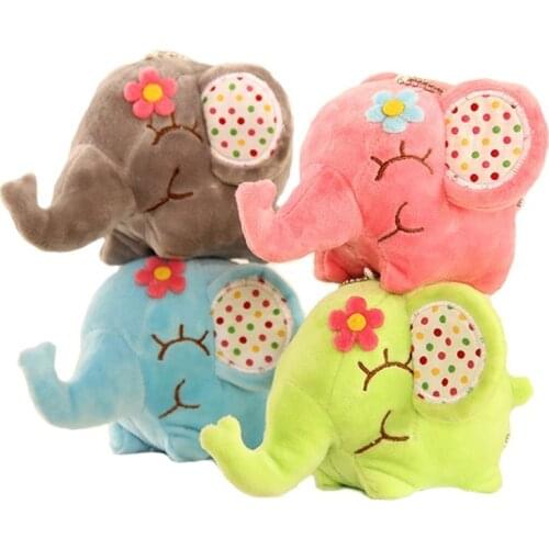 Wholesale 50pcs/lot Fashion Cute Elephant Plush Toys Animal Key Ring Chain Woman Bag Charms Pompom Man Car Keychain Lovers Doll