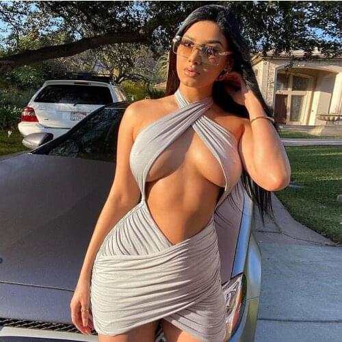 Dress Women Summer 2021 new fashion sexy backless hanging neck hollow out female wholesale Dresses Casual Vestidos BLG134631