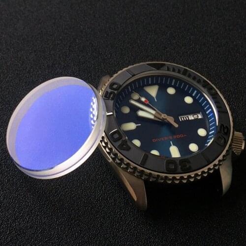 Flat 31.5*4.5mm For Seiko SKX007watch crystal with stepped edge Designed for Slopping Ceramic Bezel Mineral glass Parts