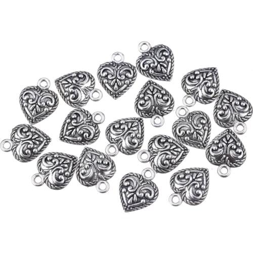 30pcs/lot Zinc Alloy Heart Shape Charms Pendant Ancient Mysterious Texture Jewelry for Necklace DIY Making Accessories