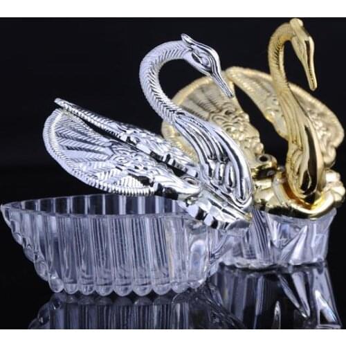 Quevinal 300pcs European Styles Acrylic Silver Swan Sweet Wedding Gift Jewely Candy Box Candy Gift Boxes Wedding Favors Holders