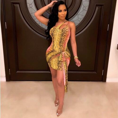 AHVIT Sexy Hollow Out Sashes Printed Women Dress Sleeveless Skinny Fashion Elegant Bandage Dress H1162