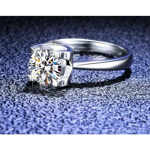 Silver Diamond Test Passed Excellent Cut 2 Carat D Color High Clarity Moissanite Cow Head Ring Silver 925 Jewelry Birthday Gift