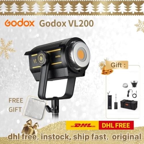 Godox VL200 LED Video Light 200W 5600K Bowens Mount Dimming, Bluetooth Photography Studio Lighting with V-Mount Plate