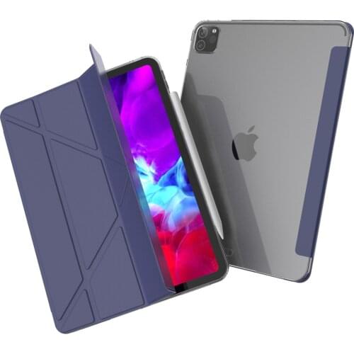 Three-folding Holder Sleep / Wake-up Function Transform Stand Pu Leather Tablet Cover For ipad Pro 11" 2020 Case