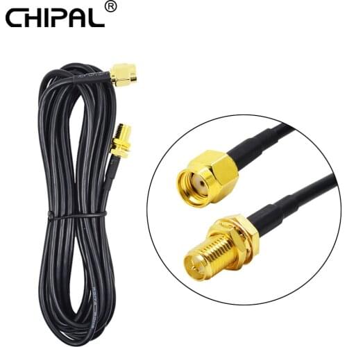 CHIPAL 6M 9M RG174 RP-SMA Extension Cable Male to Female Feeder Wire for Coaxial Wi-Fi WiFi WLAN Network Card Router Antenna