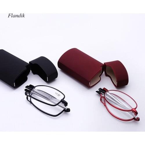 Upgraded Unisex Folding Reading Glasses Front Presbyopic Men Women Adjustable Stainless Steel Frame 1.00-4.00 Business Glasses