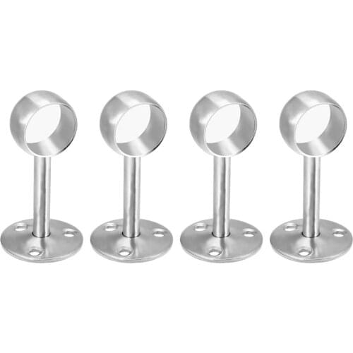 Uxcell 4pc 20/22/25/26/32mm Stainless Steel Flange Bracket Clothes Rod Seat Hanger Closet Rod Support Socket Flange Pipe Bracket