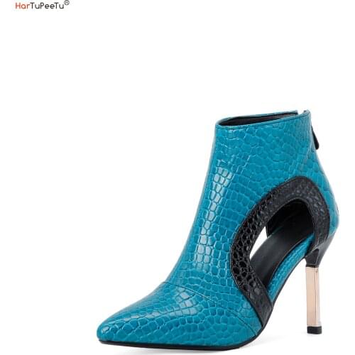 2021 Spring Summer Women PU Leather Stiletto Snakeskin Emboss Pumps Back Zipper Sandals Pointed Toe High Heels Shoes Big Size 48