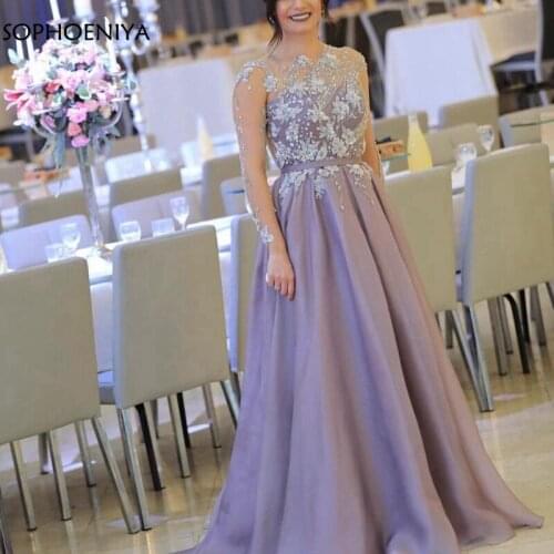 New Arrival High Neck Long sleeve evening dresses 2021 Beaded Pearls Evening gown robe de soiree Abendkleider