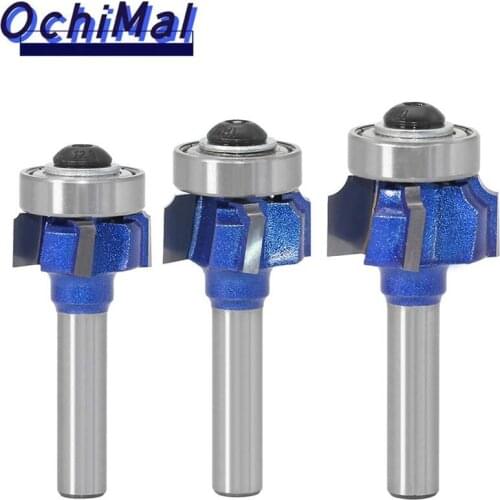 1 or 3Pcs/Set 8mm Shank Woodworking Milling Cutter R1mm R2mm R3mm Trimming Knife Edge Trimmer 4 Teeth Wood Router Bit Blue