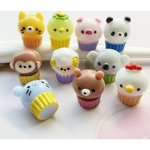 10/20Pcs New resin Cute Mixed Cartoon animal cake Flat back Cabochon Scrapbooking Hair bow Center Embellishments DIY Accessories