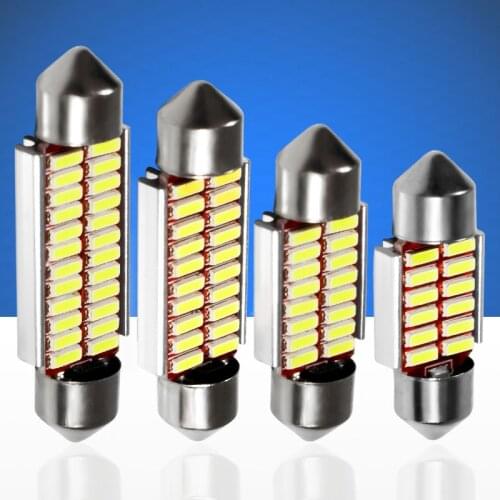 10Pcs 31mm 36mm 39mm 41mm C5W C10W 12 16 20 24 SMD 4014 LED CANBUS Error Free Car Festoon Lamp NO ERROR Reading Dome Lights 10X