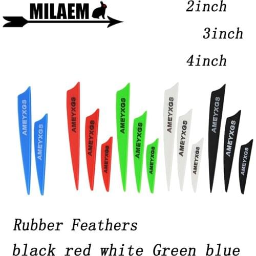 100pcs 2/3/4inch Archery Rubber Feather Shield Feather Fletching Fiberglass/ Carbon Arrow Compound Recurve Shooting Accessories