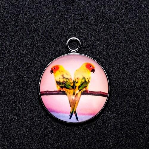 5pcs/lot Tropic Parrot Cabochon Jewelry Pendant DIY Charms Wholesale Jewellery Supplies OEM Order Accepted