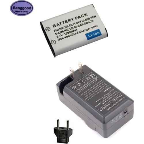 3.7V 1200mAh EN-EL11 ENEL11 LI-60B D-Li78 Camera Battery + AC Charger For Nikon D40 Coolpix S550 S560 Pentax M50 W60 Sony AZ1V