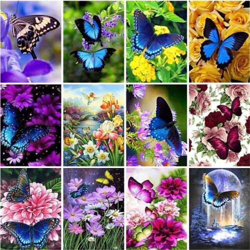 DIY Butterfly 5D Diamond Painting Full Round Drill Mosaic Flower Diamond Embroidery Cross Stitch Kits Home Decor Christmas Gift