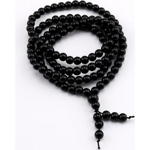 New Bright Black Onyx 108 Beads Buddha Bracelet Natural Stone Bangle Charm 6mm Beaded Bracelets For Men Women Jewelry
