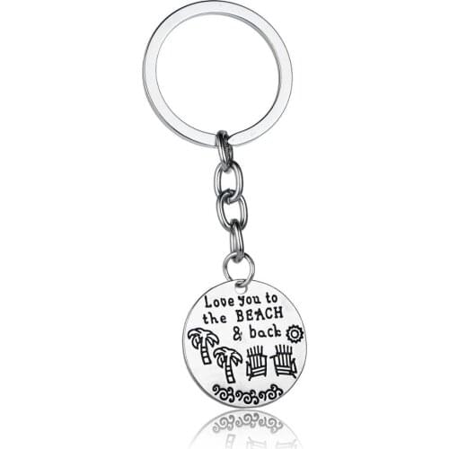 36PC Love You To The Beach And Back Keyrings Tree Memorial Keychains Women Men Lovers Couples Jewelry Valentines Day Gifts Hot