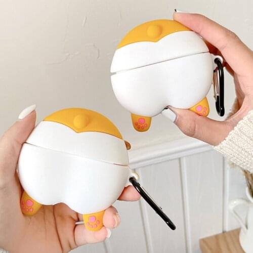 For Huawei FreeBuds Pro 3D Cute Cartoon Corgi Butt Ass Case for Huawei FreeBuds 3 Bluetooth Wireless Earphone Cover Charging Box