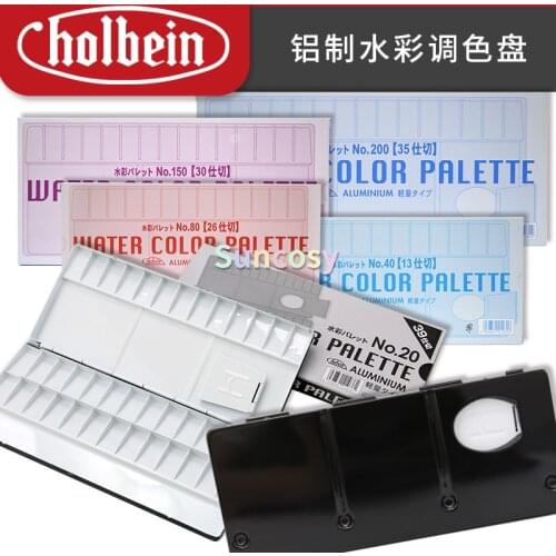 Holbein Color Around Aluminum Watercolor Palette 13 26 30 35 39 Wells,Foldable Aluminum Palettes with Baked White Enamel