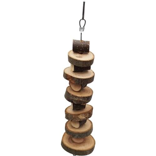 Wooden Hanging Exercise Chinchilla Pet Supplies Chew Toy Guinea Pigs For Hamster Rabbit Cage Accessories Handmade Teeth Grinding
