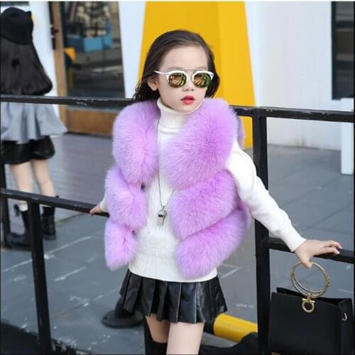Ywstt Childrens fur vest imitation fox fur coat 2017 New Winter Girls Fashion Warm Vest Coat