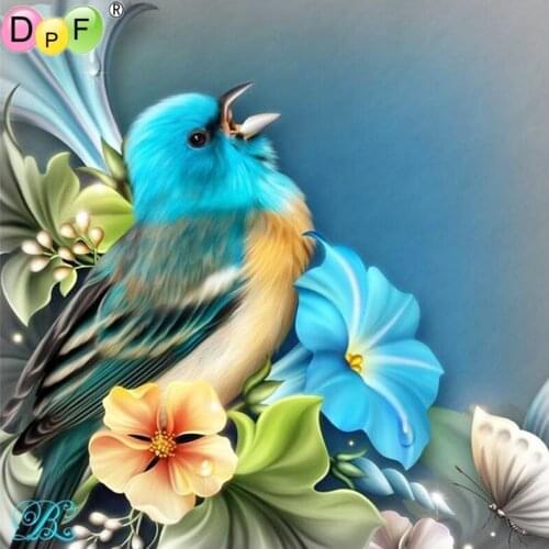 DPF DIY 5D Full Round Diamond Painting Magic Cube Cross Stitch Craft blue bird singing Diamond Embroidery Mosaic Home Decor Gift