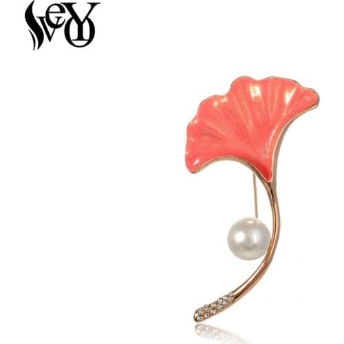 VEYO Enamel Brooch for Woman Elegant Pink Flower Pins Fashion Jewelry Wholesale